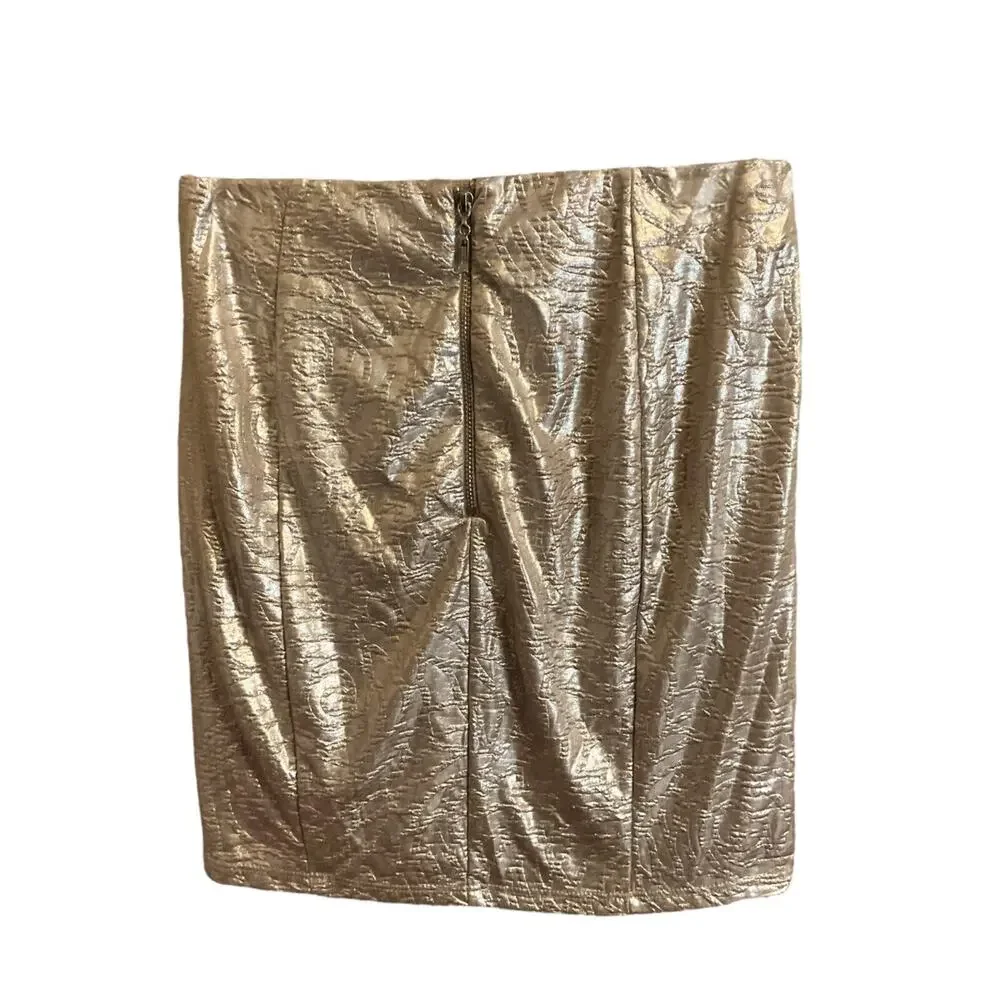 GUESS Mini Skirt Metallic Textured‎ Women’s Size 0 Stretch Zip Back Lined